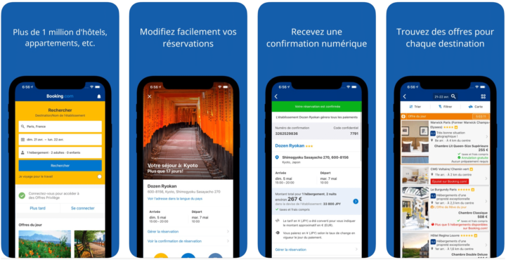 application pour voyager booking
