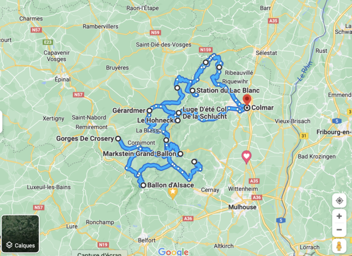 Itinéraire d'un road trip de quinze jours dans les Vosges