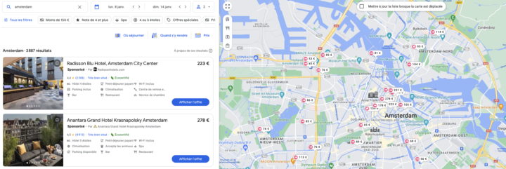 Comparer les hôtels et locations de vacances avec Google Flights